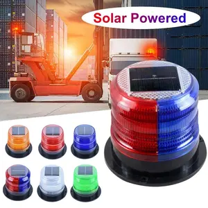 Solar LED Strobe Warning Light Police Flasher LED Stroboscopes Solar Powered Rescue Car Emergency Roof Lights with Magnet Base