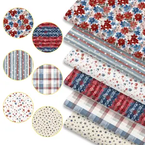 6pcs Distressed Stars Country Fabric Bundles, 45cm*50cm/17.72in*19.69in Rustic Americana Pattern Fabric Squares for Quilting, Patchwork Sewing Material for Bedding, Tablecloth, Bags, Headbands, Pillowcases
