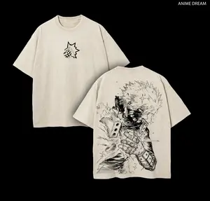 Katsuki Bakugo My Hero Academia Anime Double Printed Vintage Washed Tee Unisex Oversize Anime Manga Washed Heavyweight Cotton T-shirt
