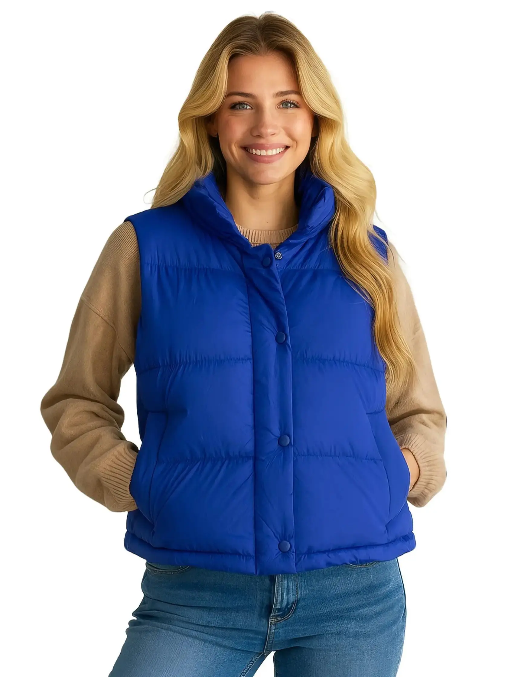 Colisco Women's Hooded Down Vest Lightweight Insulation with Detachable Hood & High Collar Mountain Pockets for Cozy Layering
