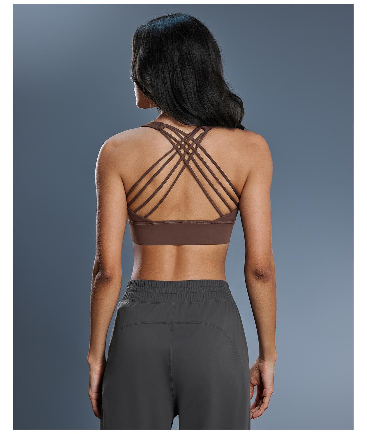 New Women's High-Impact Cross-Back Sports Bra, Shockproof Push-Up Support Fitness Bra