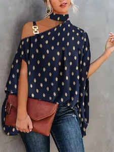 Halter Neck Dolman Sleeve Print Shirt Ladies Shirt