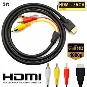 HDMI to RCA RGB Male AV 3 RCA Video Audio Converter Cable For HDTV DVD Player
