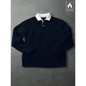 A men's loose-fitting, color-blocked polo shirt is an ideal choice for parties and a perfect gift for friends, husbands, or boyfriends in the fall and winter.