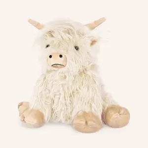 12" 1.3lb White Highland Cow Plush Heat Patches, Heatable & Coolable Lavender Heating Pad For Period & Toddlers, Ideal Gifts