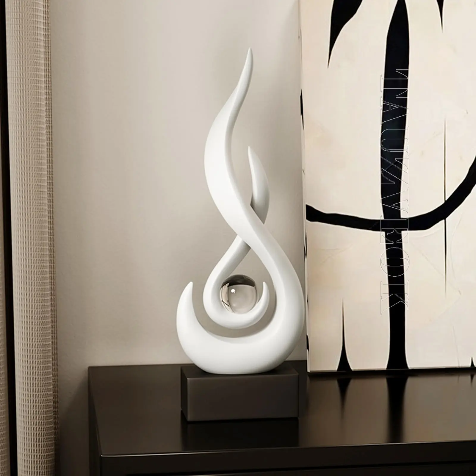 Abstract Flame Design Resin Ornament, Decorative Ornaments, Abstract Figure Sculpture, Figurines Decor, Modern Art Home Decor, Unique Desktop Decoration, Creative Desktop Decoration, Fashionable Accent for Living Room and Office