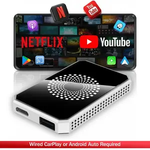 Netflix/YouTube/TikTok/Google Play/Screen mirroring to your car! Box-type in-car screen mirroring and streaming adapter, 3-in-1 wireless adapter, compatible with factory wired CarPlay vehicles