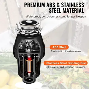 Fathersdaygift VEVOR Garbage Disposal, 1/2 HP 3450RPM Continuous Feed Food Waste Disposer, 3-Bolt Mount Food Waste Grinding System with Sound Reduction, Power Cord Splash Guard for Kitchen Sinksdealsforyoudays