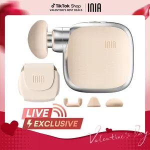 【LIVE EXCLUSIVE】INIA PocketForce Palm-Sized Massage Gun, Portable Deep Tissue Massager with 3 Heads & 4 Speeds, 3000 Percussions/Min, 7mm Stroke Depth & 10 lbs Force, Ultra-Quiet <48dB, USB Rechargeable Gift Set