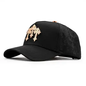 Chrome Rose Gold Cross Snapback Cap – Streetwear Adjustable Hat