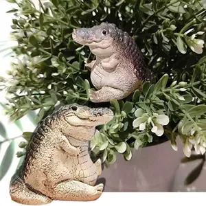 Cute Little Crocodile Tea Set: Adorable Home Decor, Resin Craft, Table Ornament, Children's Gift, Exquisite and Creative Figurine