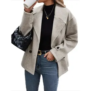 Women’s Oversized Short Blazer Jacket Soft Wool Blend Coat Trendy Casual Outerwear Perfect for Any Occasion