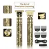 Men's Professional Gold T-Blade Beard Trimmer Combo, Cordless Rechargeable Barber Clippers, Luxury Vintage Gold At-Home Grooming Set