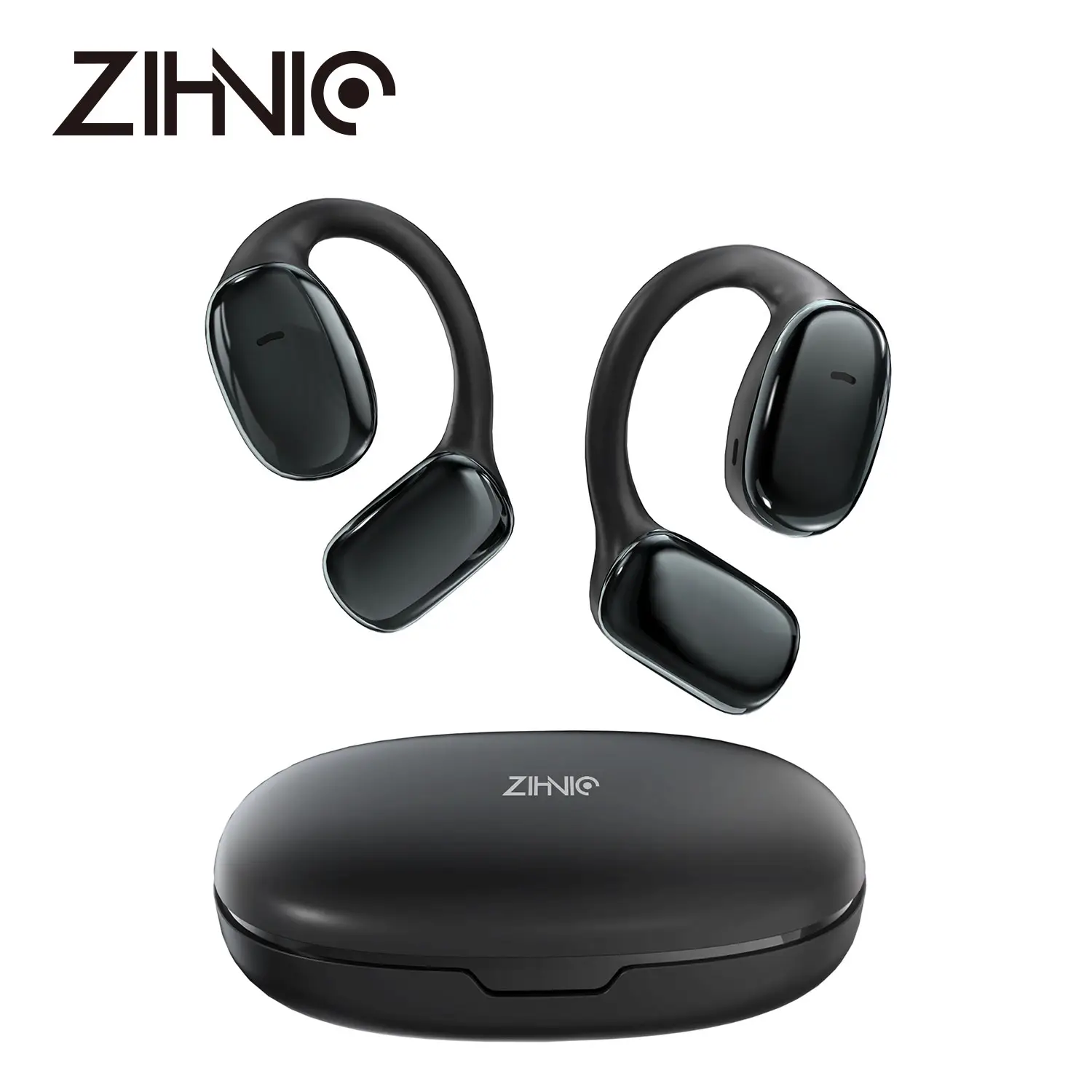 ZIHNIC S11 Wireless Open Ear Headphones,Bluetooth 5.4 Earbuds With Charging Case, Comfort Wireless Earbuds,IPX5 Waterproof,Black Audio Electronic Earp