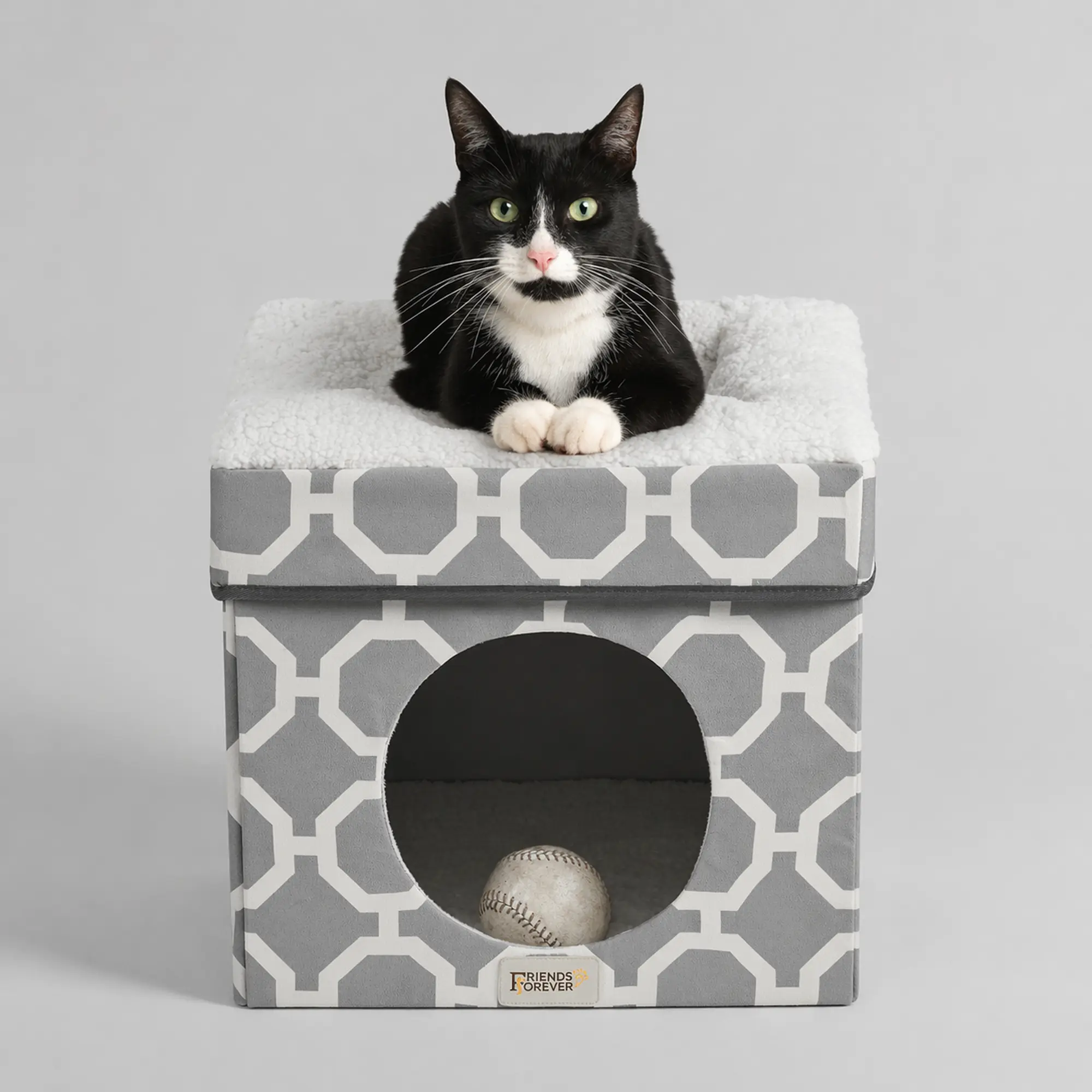 Cat House with Cat Bed | Collapsible Cat Cube Ottoman - Taylor