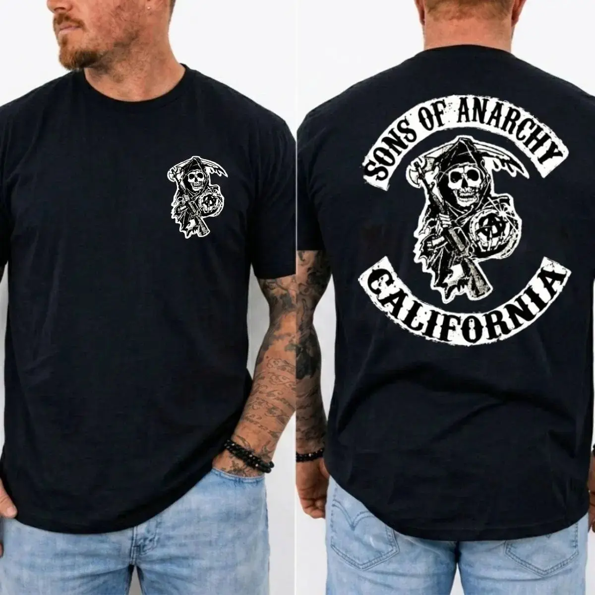 Sons Of Anarchy California Shirt, Grim Reaper Soa T Shirt, Jax Teller Motorcycle Club Tee, Tv Show Soa 2 Sides Apparel , Unisex Short Sleeve Tee, Graphic Round Neck Tee
