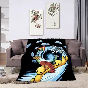 Wobbly Life Digital Print Lightweight Flannel Blanket, Warm and Comfortable Soft Throw for Sofa Bed, Home Use, Travel, Camping, Office Chair
