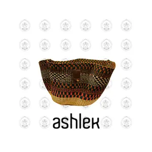 Handmade African Bolga Basket - Large Woven Elephant Grass Basket - Handmade Woven Basket - Flower Pot Basket - Premium Bolga Basket