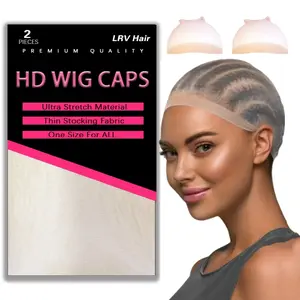 LRV Hair HD Wig Cap for Lace Front Closure Wigs Soft & Breathable Transparent Invisible Elastic Wig Cap 2PCS SET