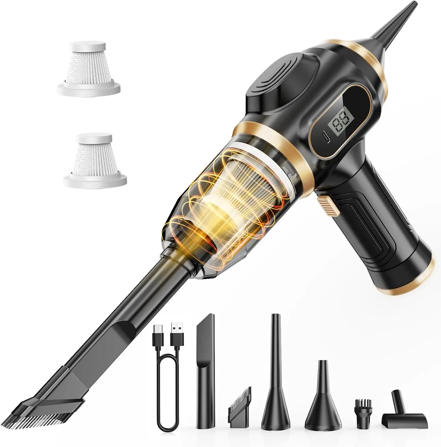 【DealsForYouDays】Belibuy Handheld Cordless Car Vacuum Cleaner: 9000Pa powerful suction, 6-in-1 portable vacuum cleaner with a smart display, ideal for cars, homes, offices and pet care. A portable cordless cleaner. The perfect gift for your loved ones.