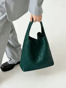2026 NEW Luxury Genuine Leather Tote Bag | Handwoven Soft Leather Large Capacity Shoulder Bag for Commute