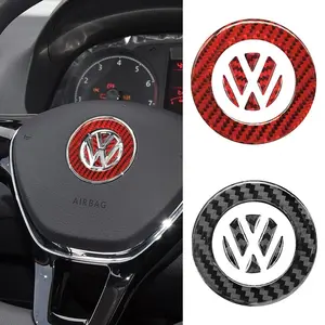 1pc Carbon fiber 3D Car Steering Wheel Center Emblem Sticker For Volkswagen VW GTI Golf 5 6 7 Mk4 Mk5 Mk6 Polo Passat B5 B6 B7 Scirocco Jetta Tiguan CC Touareg Beetle Rline R Touran Bora Interior Decoration Accrssorie Sticker For Cars