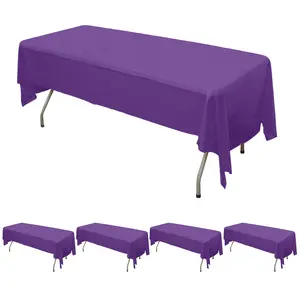 5-Pack Plastic Table Covers 54"x108" Purple Rectangle - PVC Waterproof Disposable Tablecloths
