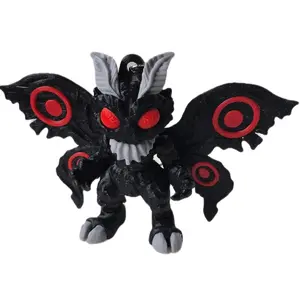 3D Printed Moth Man Mothman Keychain 5" Adjustable Wingspan with Red Eyes and Detailed Design