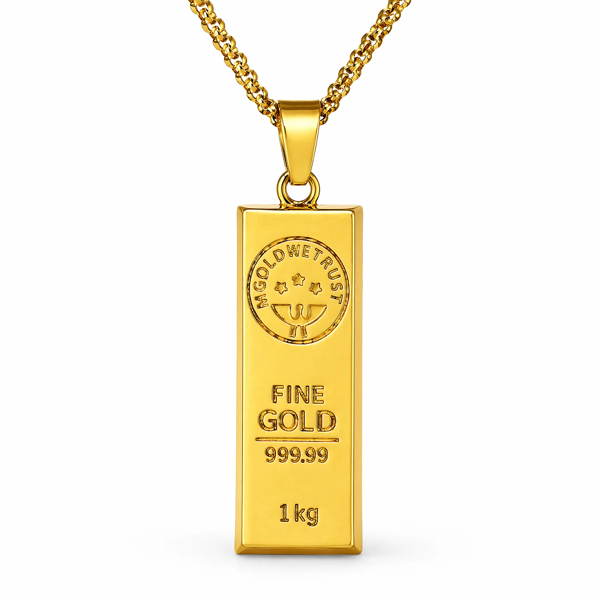 Unisex Gold Bar Necklace, Playful Tarnish-Resistant Jewelry with Gold Plated Pendant, 75cm Long Chain, Jewelry For Women, Bar Shape, Playful Look, Necklaces For Women