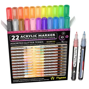 22 Color Valveless Liquid Marker Pens, 10 Color Families, Fine Tip 0.7mm, Quick-Dry Ink, Ideal for Art, Craft, and DIY Projects