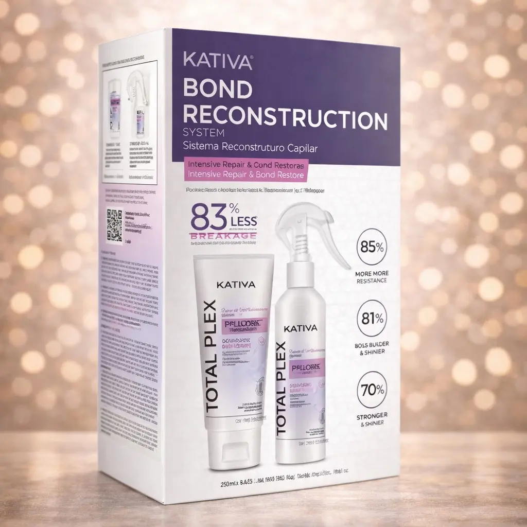 Kativa Bond Reconstruction Treatment Set - Mother's Day Special, Total Plex Spray & Cream Duo with Nano Bond Complex, Salon-Level Adult Haircare, All Hair Types (Blonde, Blue, Brown, Black, Dry), 83% Less Breakage, Enhanced Shine & Softness, Non-Sulfate