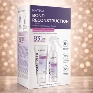 Kativa Bond Reconstruction Set | Total Plex Spray & Cream Duo – 83% Less Breakage, More Shine & Softness, Nano Bond Complex Maintenance | Blonde | Blue | Dry | Brown | Treatment