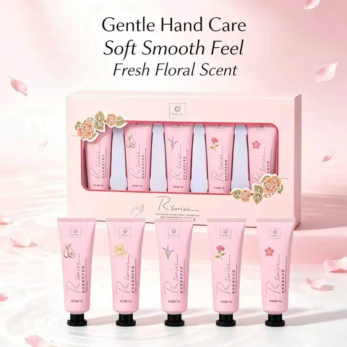 【Rsarias】 Natural Floral Scent Hand Moisturizer Tube 50g Hydrating Repair Rough Hands Lightweight No Stick To Phone Screen Travel Size Hand Cream For Women