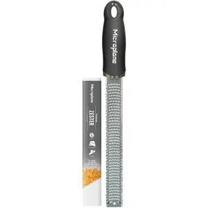 Premium Classic Series Zester 18/8, Black - Lemon Zester & Cheese Grater & Vegetable Grater - Citrus, Parmesan Cheese, Garlic, Ginger, Nutmeg, Chocolate - Stainless Steel Grater