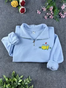 Masters 2026 Embroidered Quarter Zip Sweatshirt, Golf Tournament Pullover, Augusta Inspired Golf Sweater, Cozy Zip Up Sweatshirt