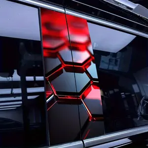 Honeycomb Pattern Car Sticker, Waterproof Self-adhesive DIY Decorative Decal, Side Decals, Car Exterior Decoration Accessories for Car B Pillar Scratches Cover