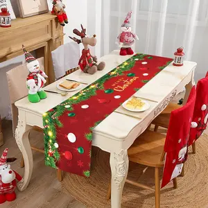 Festive Christmas Table Runner, Christmas Ball Decor, Seasonal Winter Holiday Kitchen Table Decoration, Indoor Outdoor Family Party