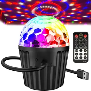 Portable Mini Disco Ball Light for Parties, RGB Dj Flashing Lamp with Remote Control and USB Cable, Sound Activated Stage Light