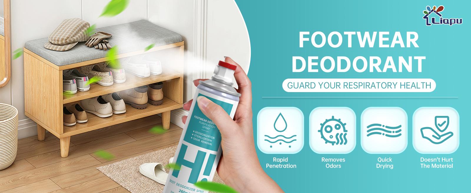 LIAPU Footwear Deodorizer Spray 260ml – Odor Removal, Antibacterial Shoe Spray, Deodorizer for Boots, Sneakers, Sports Shoes & Daily Footwear Deodorising Spray
