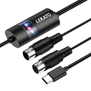 LEKATO MIDI Cable, MIDI to USB C, Type-C MIDI Interface with Input & Output Connecting Keyboard/Synthesizer for Editing Recording Professional MIDI Cable Adapter with Windows/Mac for Studio -6.5Ft High-Quality