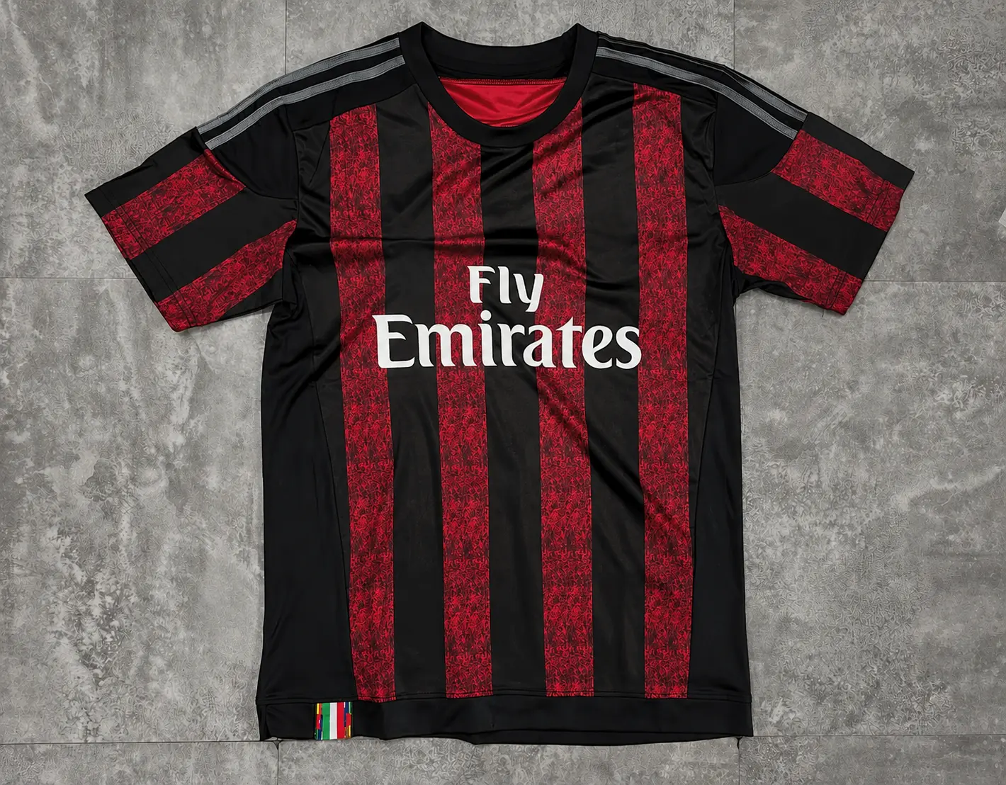 Men's Short Sleeve Soccer Jersey – Red Black Striped Athletic Football Shirt | Breathable Performance Training Top