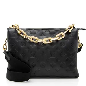Pre-owned Louis Vuitton Lambskin Clutches & Wristlets Monogram Embossed Coussin MM Shoulder Bag