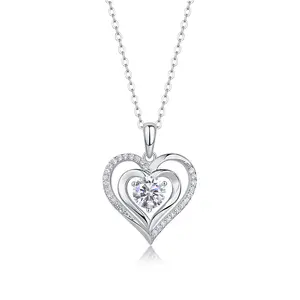 Fifty8 | 1ct GRA Certificate H-VVS1 Fifty8|Moissanite"Soulful Harmony"Pendant Necklace  1ct Center Stone|925 Silver|Heartfelt Design