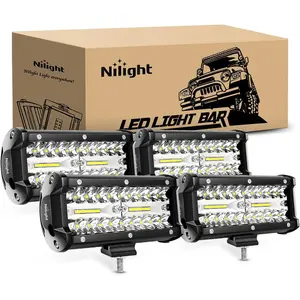 Nilight 4PCS 6.5in 120W Triple-Row LED Pods, Spot-Flood Combo Off Road Lights, Waterproof Driving Work Lights for Off-Road Trucks, Cars