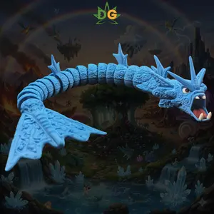 DG Deluxe Articulated Tidal Serpent - 3D Printed Crystal Sea Dragon Flexi Collectible, Home Decor Ornaments, Collectible Accessory