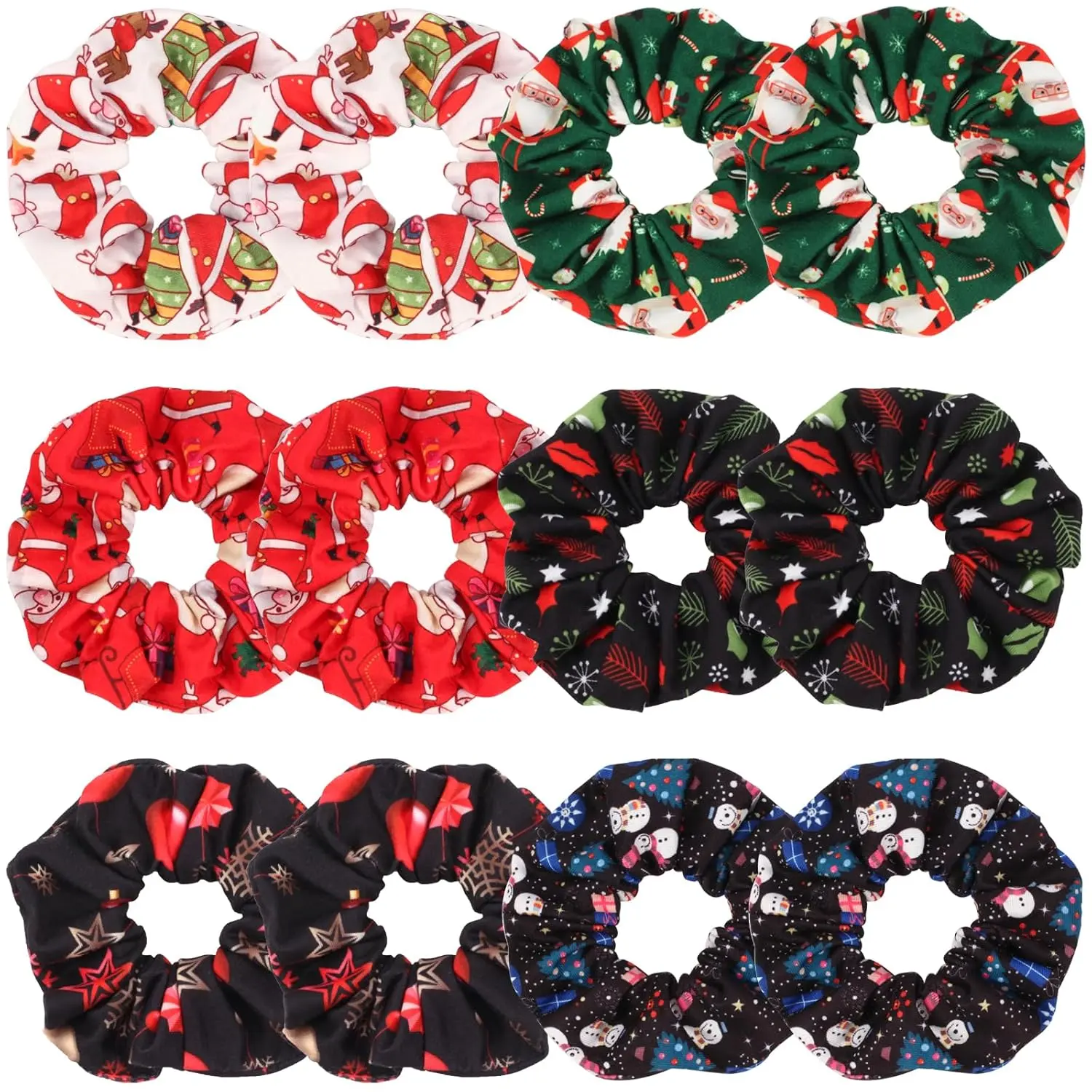 12Pcs Christmas Hair Scrunchies