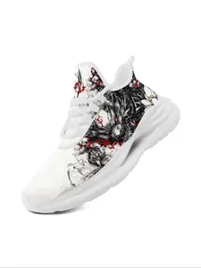 Men‘s Japanese Dragon Design Sneakers, Lightweight Running Shoes, Elegant Gold Floral Print, Hollow Out Midsole Tech, Breathable Mesh Upper, Casual Footwear for Everyday Wear