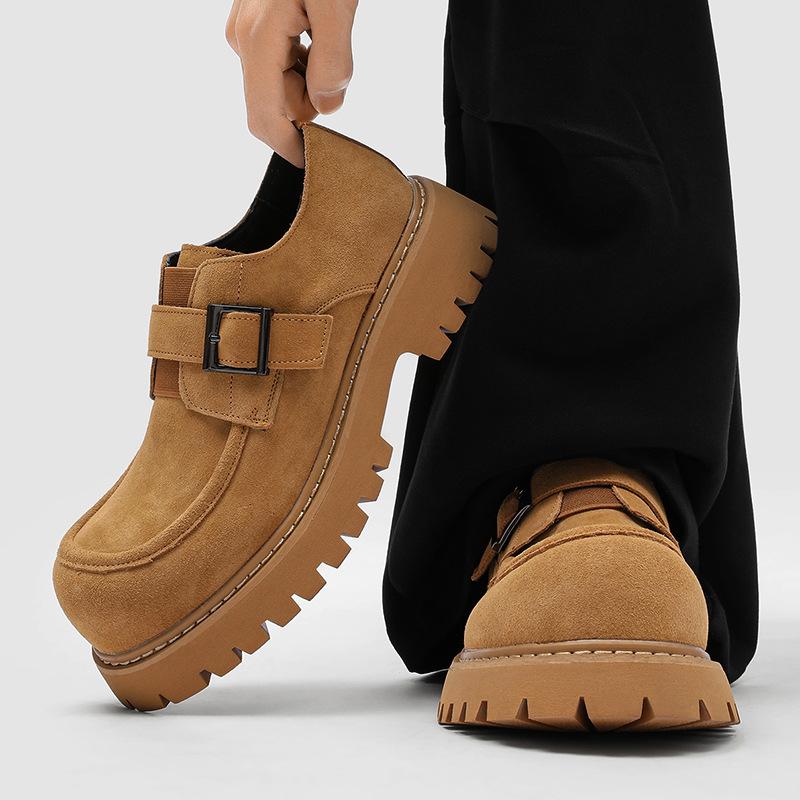 Men's Retro Platform Moccasins Simple Buckle Flattering Silhouette Street Fashion