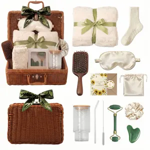 Ultimate Relaxation Gift Set for Women - Stress Relief Spa Kit with Jade Face Roller, Soft Socks & Drinking Glass - Thinking of You Get Well Soon Care Package for Sister, Bestie