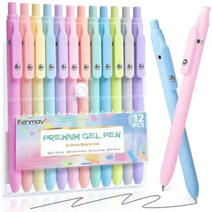 Gel Pens, 12 Pcs Black Ink Pens 0.7mm Medium Point| Quick Dry No Smudge, Smooth Writing, Retractable Cute Aesthetic Pens for Journaling Note Taking School Office Supplies